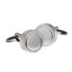 Round 15mm Rhodium Plated Classic Cufflinks Engine Turned Sides (engravable)