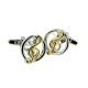 Two Tone Treble Clef in Circle Cufflinks