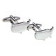 Outline Map of USA Rhodium Plated Cufflinks
