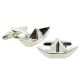 Fun Paper Boat Style Rhodium Plated Cufflinks