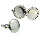 Round Rhodium Plated Locket Cufflinks