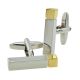 Two Tone Rhodium & Gold Plated Rectangular Cuboid Cufflinks (engravable)