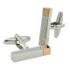 Two Tone Rhodium & Rose Gold Plated Rectangular Cuboid Cufflinks (engravable)