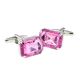 Pink Baguette Cut Acrylic Crystal Cufflinks