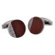 Wood / Silver Round Cufflinks