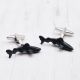 Grey Shark Design Rhodium Plated Cufflinks 