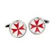Red Maltese Cross Round Frame Cufflinks