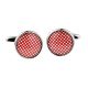 Red Polka Dot Round Bordered Cufflinks