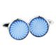 Blue Burst Pattern Round Framed Cufflinks