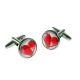 Geometric Red Heart Round Cufflinks