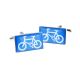 Blue Cycle Lane Road Sign Style Cufflinks
