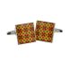 Funky Retro Red Yellow and Brown Small Pattern Cufflinks