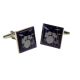Outline Drumkit on Blue Music Sheet Design Cufflinks
