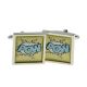 Pow Cartoon Style Bordered Square Cufflinks