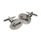 Brushed Finish Oval Wedding Script Cufflinks