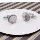 Oval With Patterned Edge in Silver Cufflinks