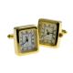 Square Faced Golden Clock Face Cufflinks