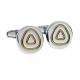 Round Silver- Yellow Triangle Classic Cufflinks