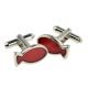 Silver & Red Fish Fishermans Cufflinks