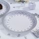 Pack of 8 Chic Boutique Plates White & Silver