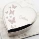 Beautifully Engraved Personalised With Name & Butterfly Design Silver Heart Shaped Trinket Box