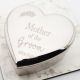 Beautifully Engraved Personalised Mother of the Groom Design Silver Heart Shaped Trinket Box
