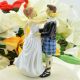 Groom in Kilt with Bride in Wedding Dress Cake Topper