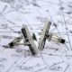 English made Wright Brothers Flyer Bi-Plane Aeroplane Aircraft Pilots Pewter Cufflinks