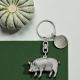 Personalised English Made Pewter Pig Keyring in Pouch