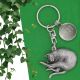 Personalised English Made Pewter Stretching Cat Keyring 