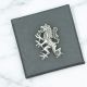 Rampant Lion English Made Pewter Lapel Pin Badge in Box