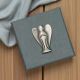 English Made Pewter Guardian Angel Lapel Pin Badge in Gift Box
