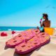 Pink Spot Lillies & Ice Creams Design Ladies Flip Flops