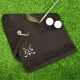 Personalised with Initials Crossed Golf Clubs Black Golf Towel