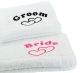Bride and Groom Pink & Black Text Towel Set