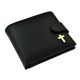Gold Christian Cross Design Leather Wallet