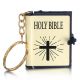 Mini Gold Cover Holy Bible Keyring Presented in Organza Gift Pouch
