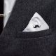 Curly Tipped Moustache Design White Pocket Square