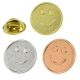 Metallic Happy Face 15mm Dia School Lapel Pin Badge