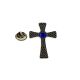 Blue Celtic Gem Cross Pewter Lapel Pin Badge