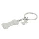 Rhodium Plated Bone and Scottie Dog Silver Finish Keyring (Engravable)