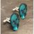 Turquoise Union Jack Skull Cufflinks, by London designer Mojiana
