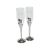 Twin Crystal Hearts Romantic Pair of Champagne Flutes