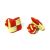 Red & Green Square & Silk Knot Style Cufflinks Unboxed