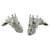 Rhodium Plated Skull with Beard and Crown Design Cufflinks