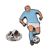 FOOTBALLER WITH BLUE SHIRT LAPEL PIN BADGE