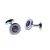 Blue & Golden Paisley Pattern Centred Rhodium Plated Cufflinks