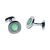 Green Paisley Centre Rhodium Plated Cufflinks