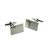 Satin Brushed Metal Finish 3 Crystals Design Cufflinks (engravable 19mm x 12mm)