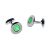 Green Gingham Pattern Centre Rhodium Plated Cufflinks